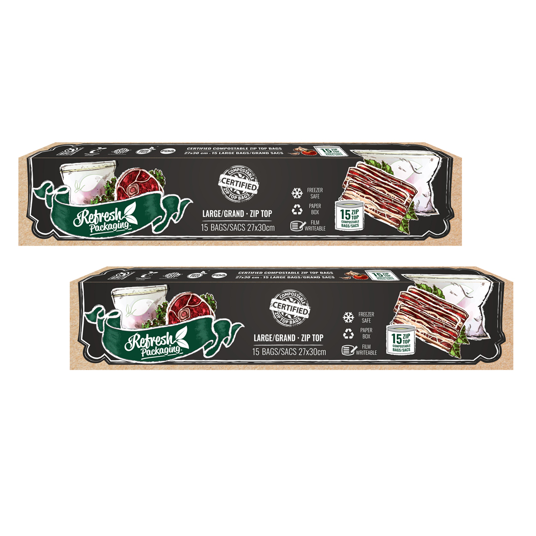 Large Compostable ZipTop Food Storage Bags - 2 Pack - 30 Bags Total - Image 3