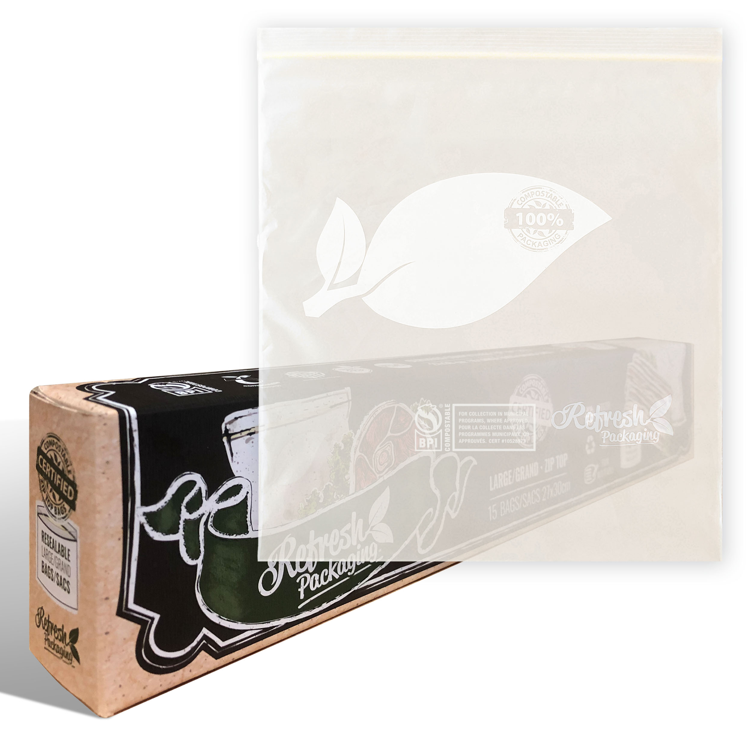 Large Compostable ZipTop Food Storage Bags - 2 Pack - 30 Bags Total - Image 8